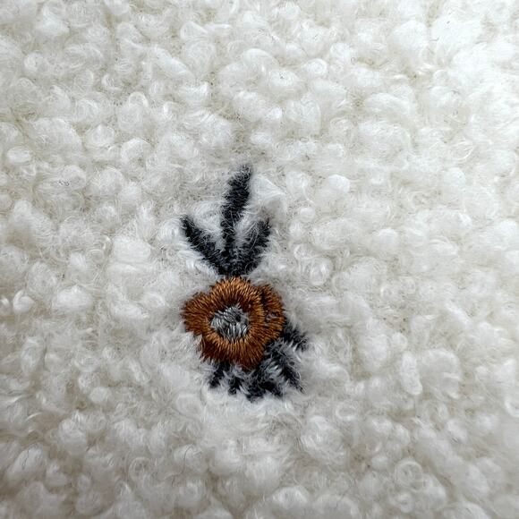 LOFT Floral Embroidered Sherpa Sweatshirt Size Large - Picture 9 of 10